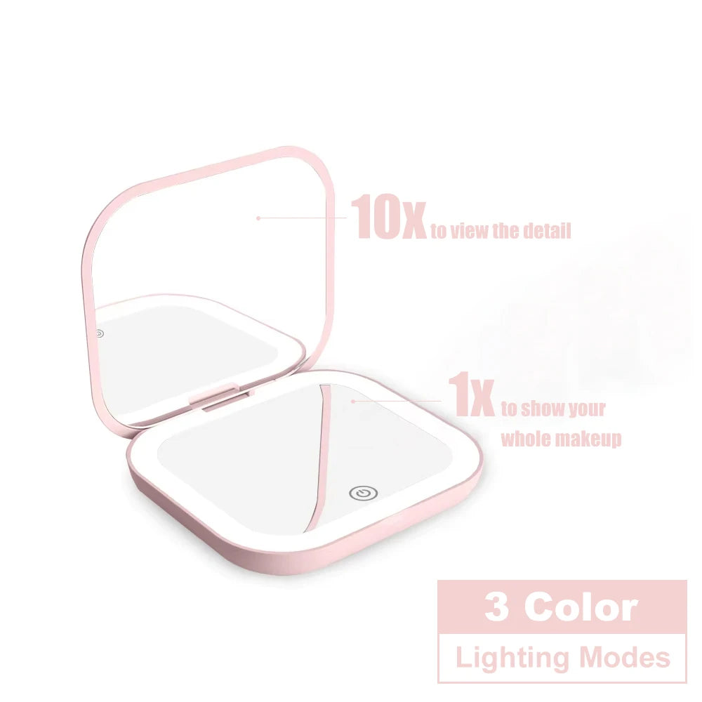 Mini espejo LED con aumento