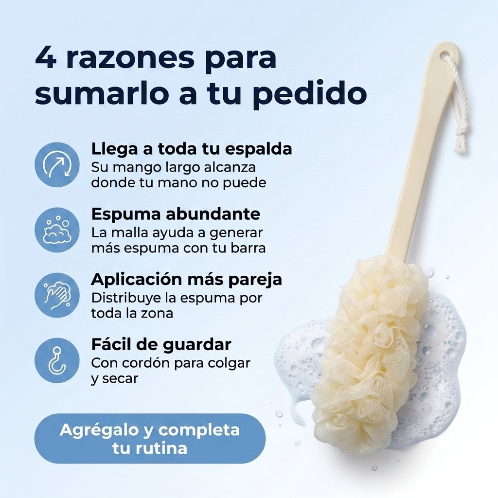 Cepillo con mango | Lava tu espalda correctamente sin esfuerzo