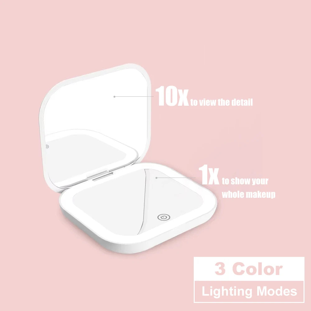 Mini espejo LED con aumento