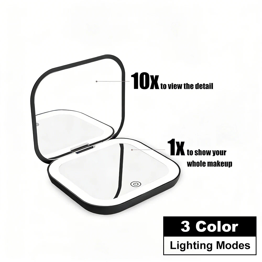 Mini espejo LED con aumento
