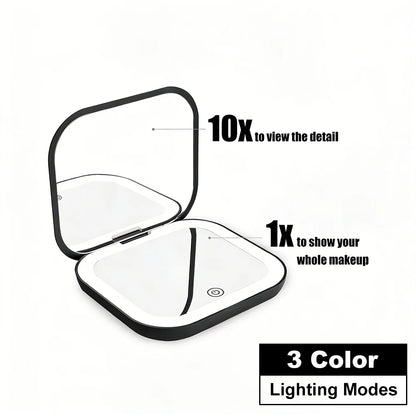 Mini espejo LED con aumento