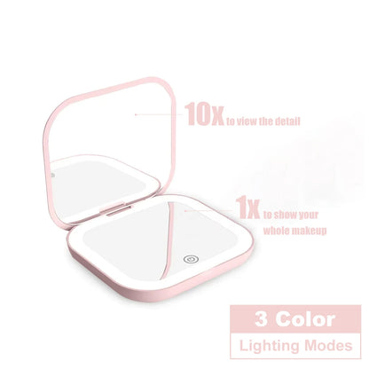 Mini espejo LED con aumento